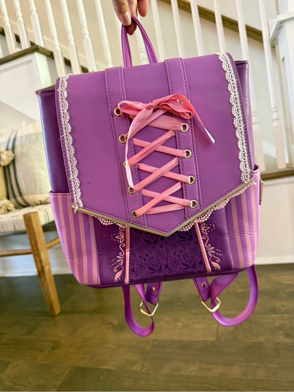 Rare Loungefly Disney Tangled Rapunzel Dress Cosplay Mini Backpack